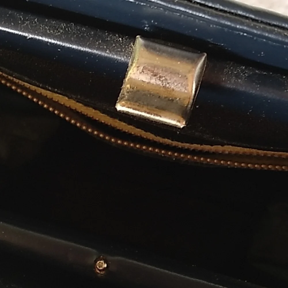 Vintage 1950s dark blue satchel purse pocketbook